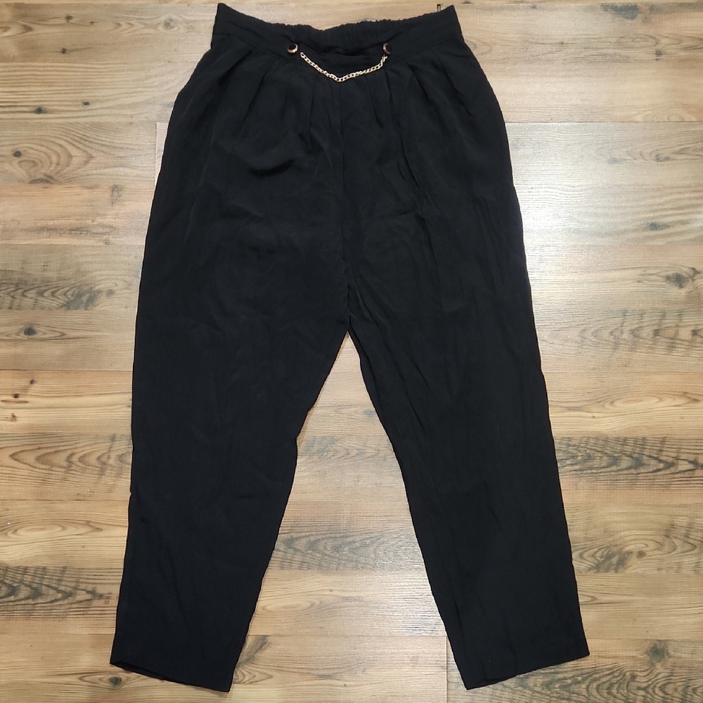 Vintage 90s Gold Chain Edgy Dark Academia Preppy Baddie Tapered Pant Black Large